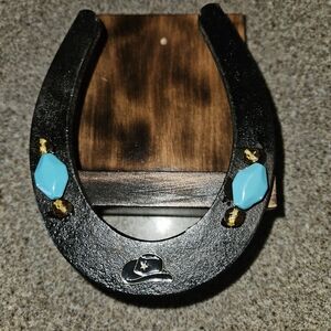 Hand Crafted Black and Turquoise Horseshoe